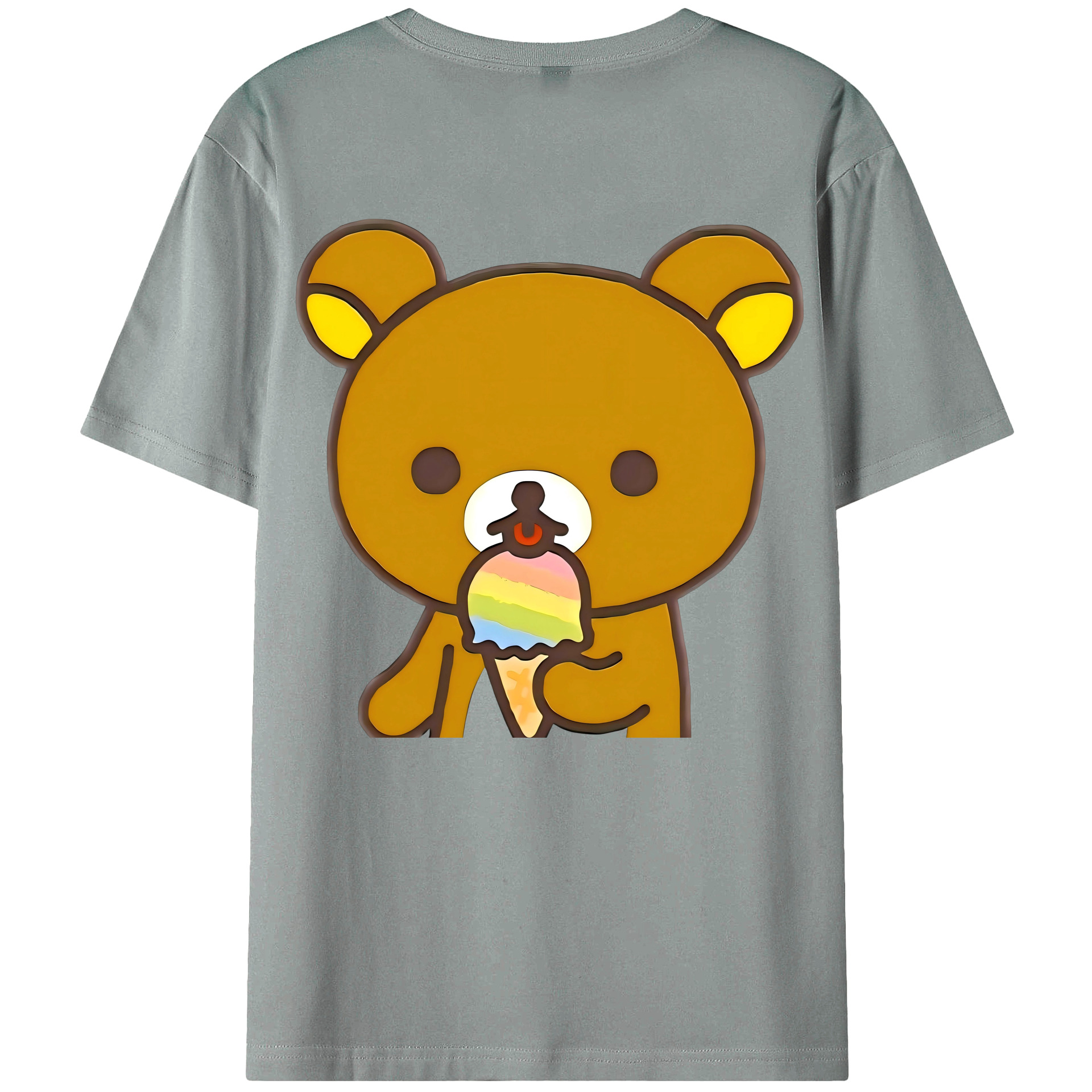 （画像用） リラックマ リラックマ キイロイトリ Rilakkuma Korilakkuma Kiiroitori 綿100％ メンズ半袖Tシャツ（バックプリント） 通気性
